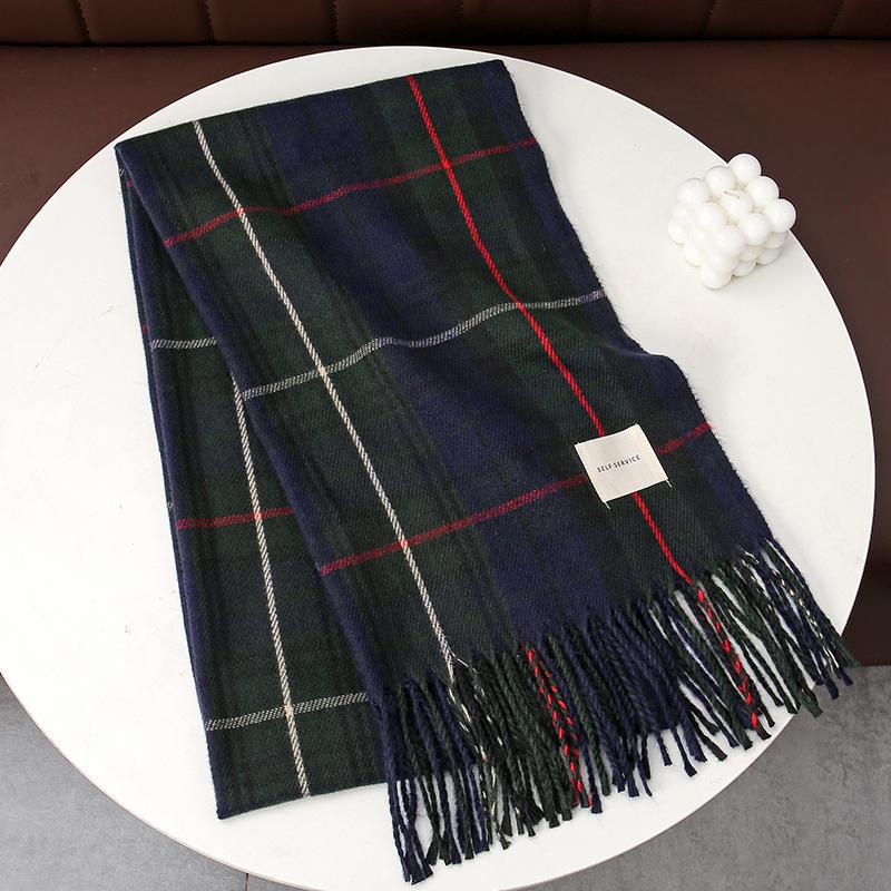 

Зимний клетчатый шарф, дизайн для женщин, кашемировая пашмина, теплая шаль, женская накидка, шарфы с кисточками, вязаный мужской платок, толстое одеяло One size