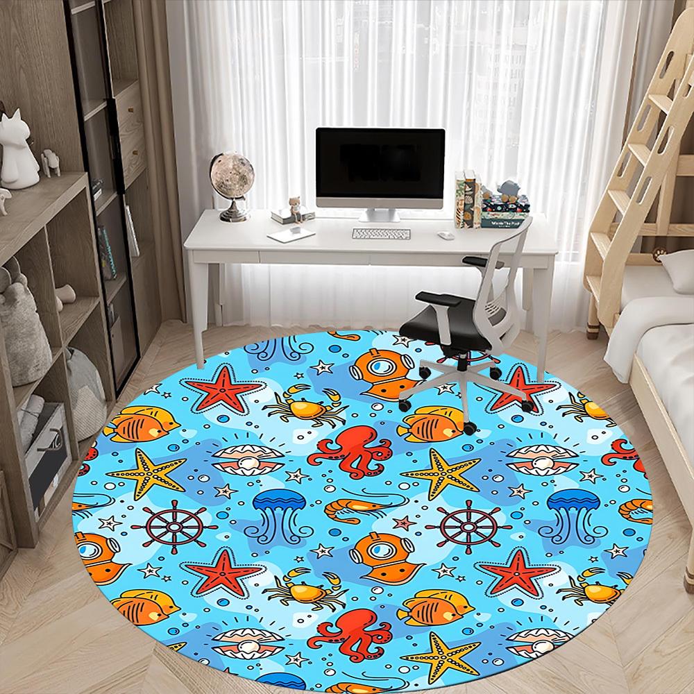 1pc Oceanic Creatures Chair Carpet for Office, Non-slip, Soft and Durable Office Rug, Perfect for Office yy251227135