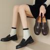 2025 Autumn And Winter Leather Flat Shoes Designer New Style Solid Black Casual Women Loafers Comfortable Soft Soled Women Flats