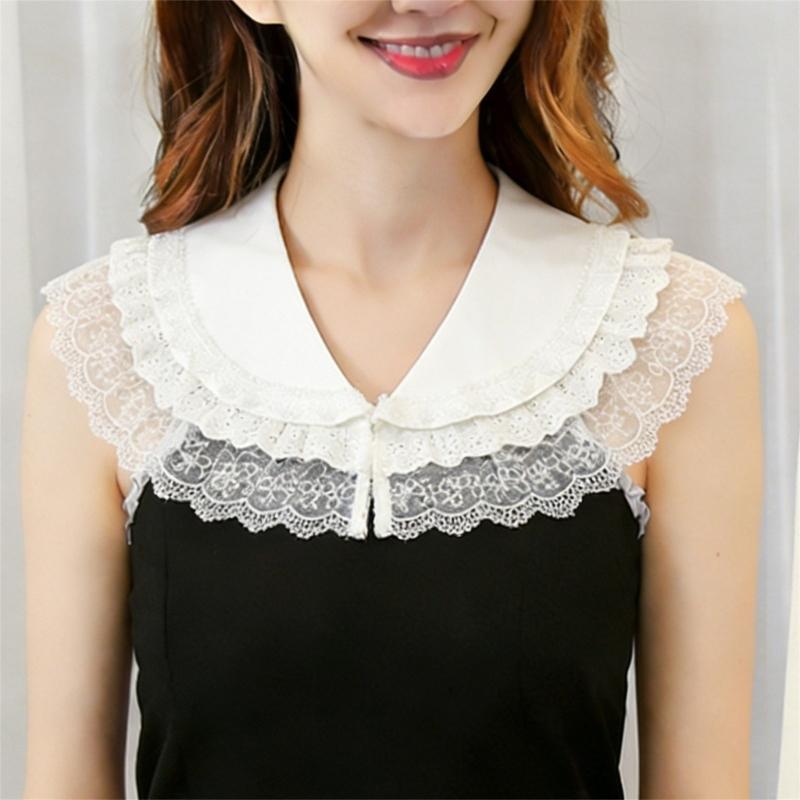 French Design Double Layer Detachable Collar for Women Girl Elegant Ruffle Lace Collar Neckpiece For Clothes Enhancement