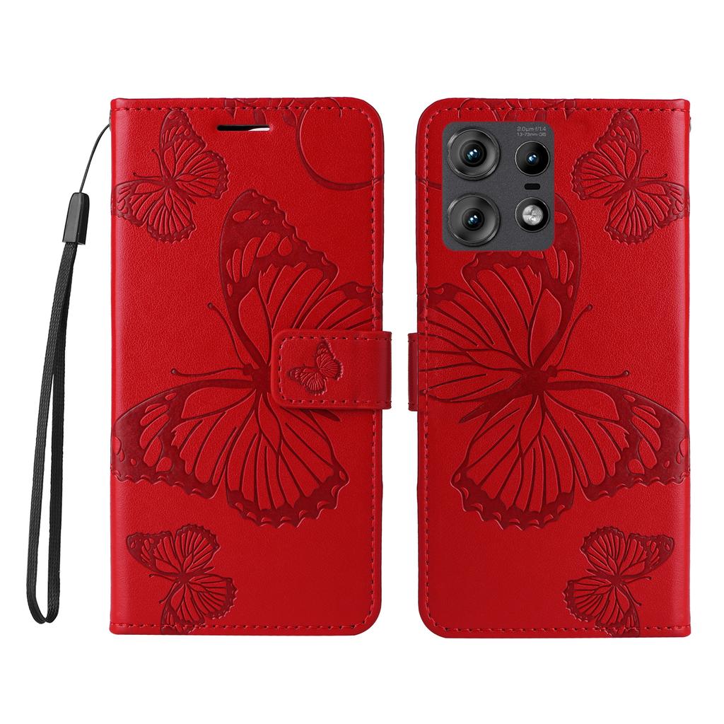 For Motorola Edge 50 Pro 5G Wallet Case Floral Butterfly Imprinted Leather Phone Cover Stand