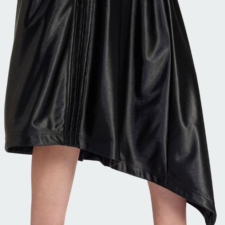 Adidas Originals High-Waisted Satin Asymmetrical Casual Long Skirt Women Bottoms Black IT9415