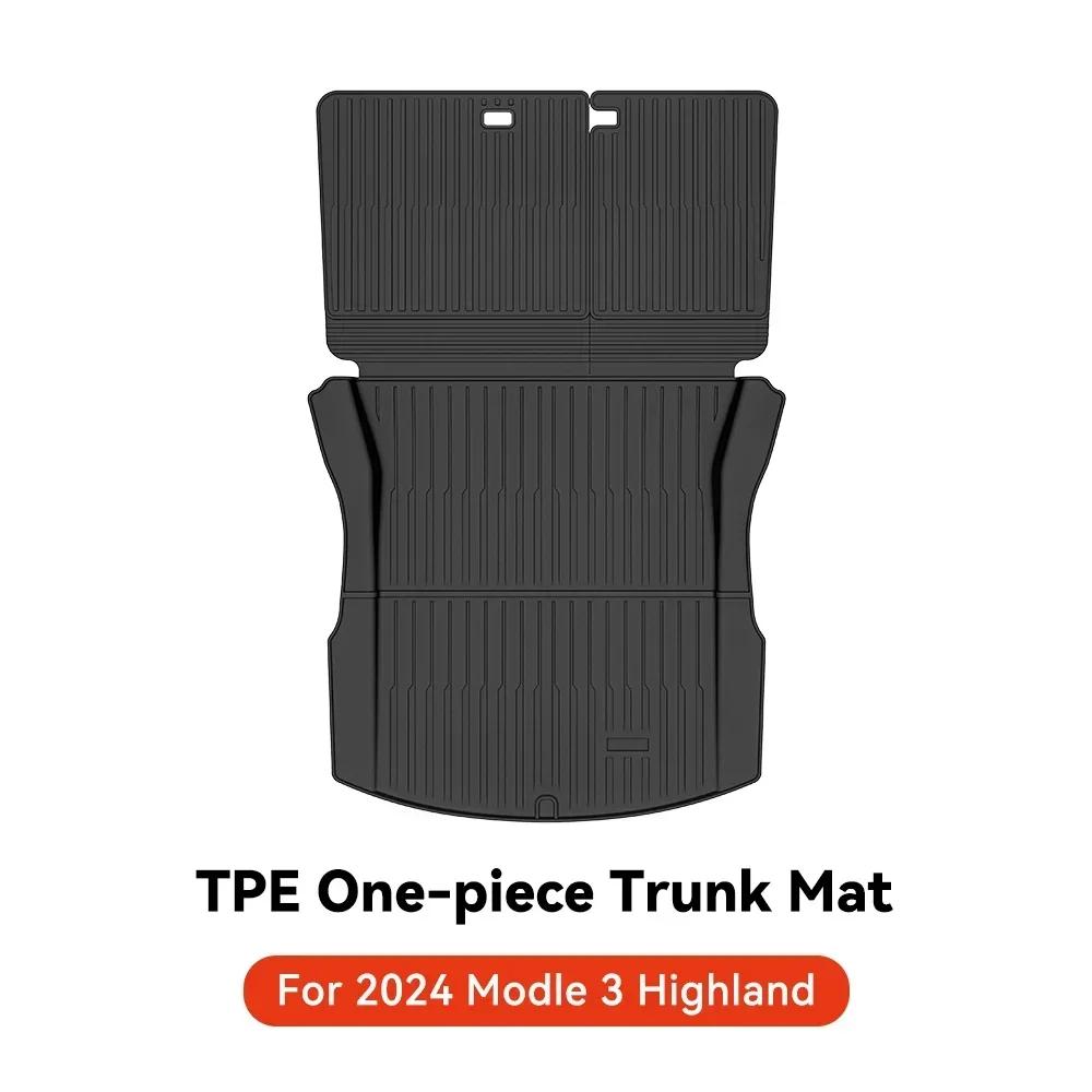 For New Tesla Model Y Launch 2025+ Juniper 2025+ TPE Floor Mats & Cargo Liner, All Weather Trunk Mats Floor Liner Backrest Mats