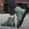 New Men's Quality Leather Ankle Boots Men Sneakers Outdoor Lace-Up Casual Shoes Fashion Winter Plus Velvet Casual Driving Boots