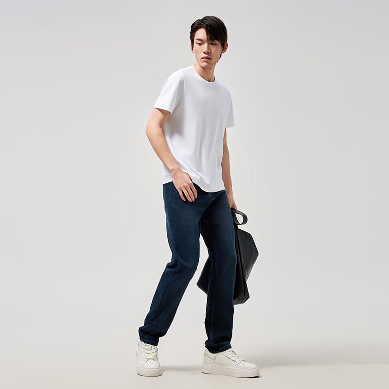 GEVAERT Cool Quick-Dry 70s Long-Staple Cotton Ice Silk Short-Sleeve T-Shirt for Men, High-End Round Neck Short Sleeve, White, XL