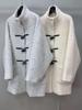 Women's Petite Casual Wool Coat - Mohair Mid-Length with Horn Buttons for Winter