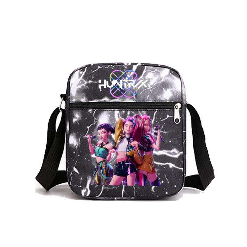 KPOP Oxford Cloth Print Crossbody Lunch Bag for Students Casual Shoulder Bag with Cartoon Design
