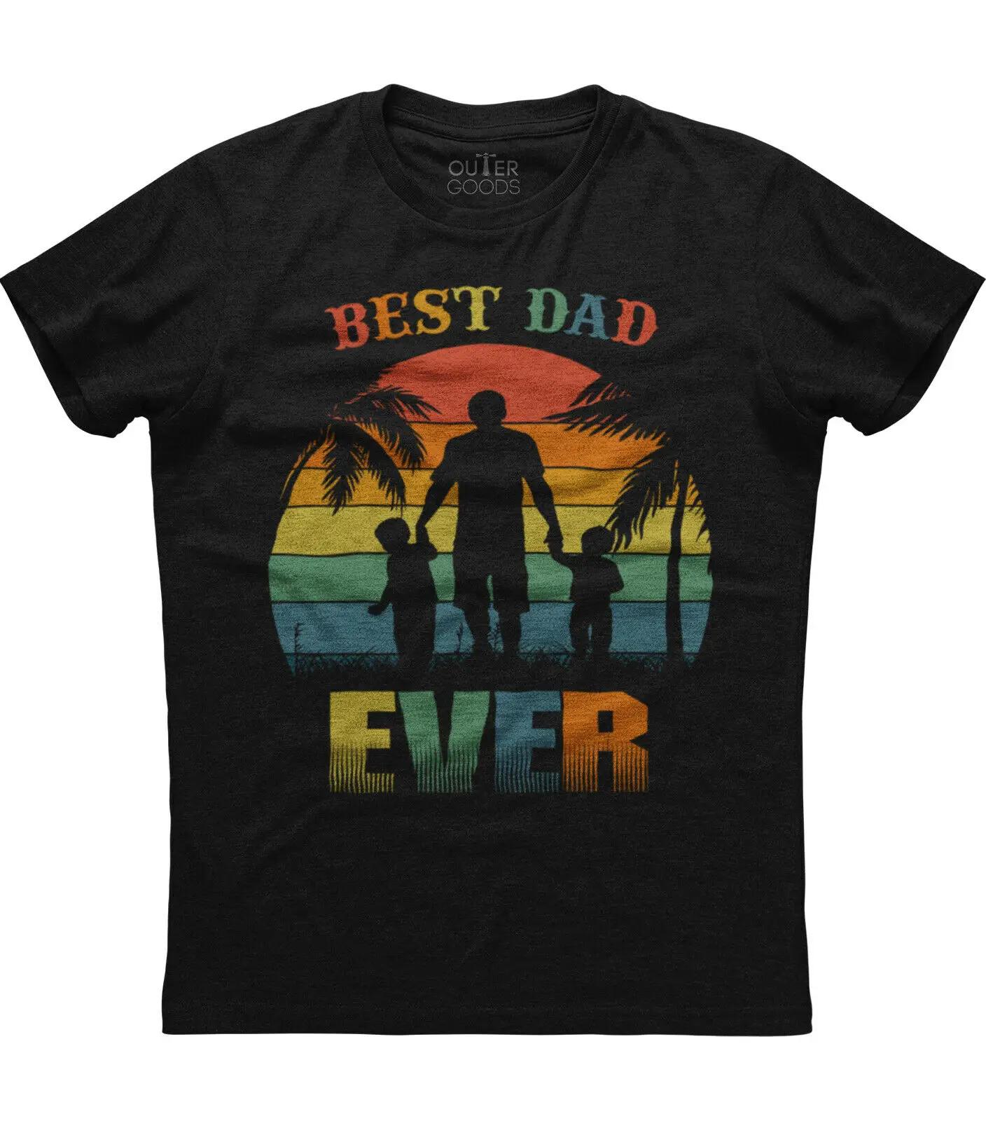 

Best Dad Ever Sunset Beach Graphic Unique Dad with Children TShirt Summer Cotton ONeck Short Sleeve Mens T Shirt New S3XL S