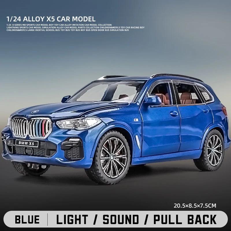 1/24 BMW X5 Alloy Car Model Diecast Car Sound Light Car Lovers Collection Kids Birthday Gift Metal Boys Toys Fashionable Ornaments