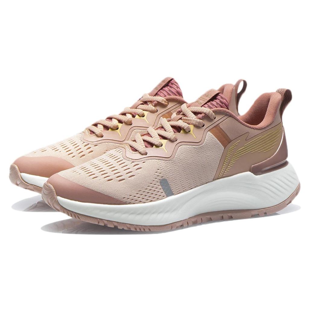 Li Ning Yue Ying Essential Reflective Shock Absorption Low Top Running Shoes Women sneaker Peach Orange ARHR108-4