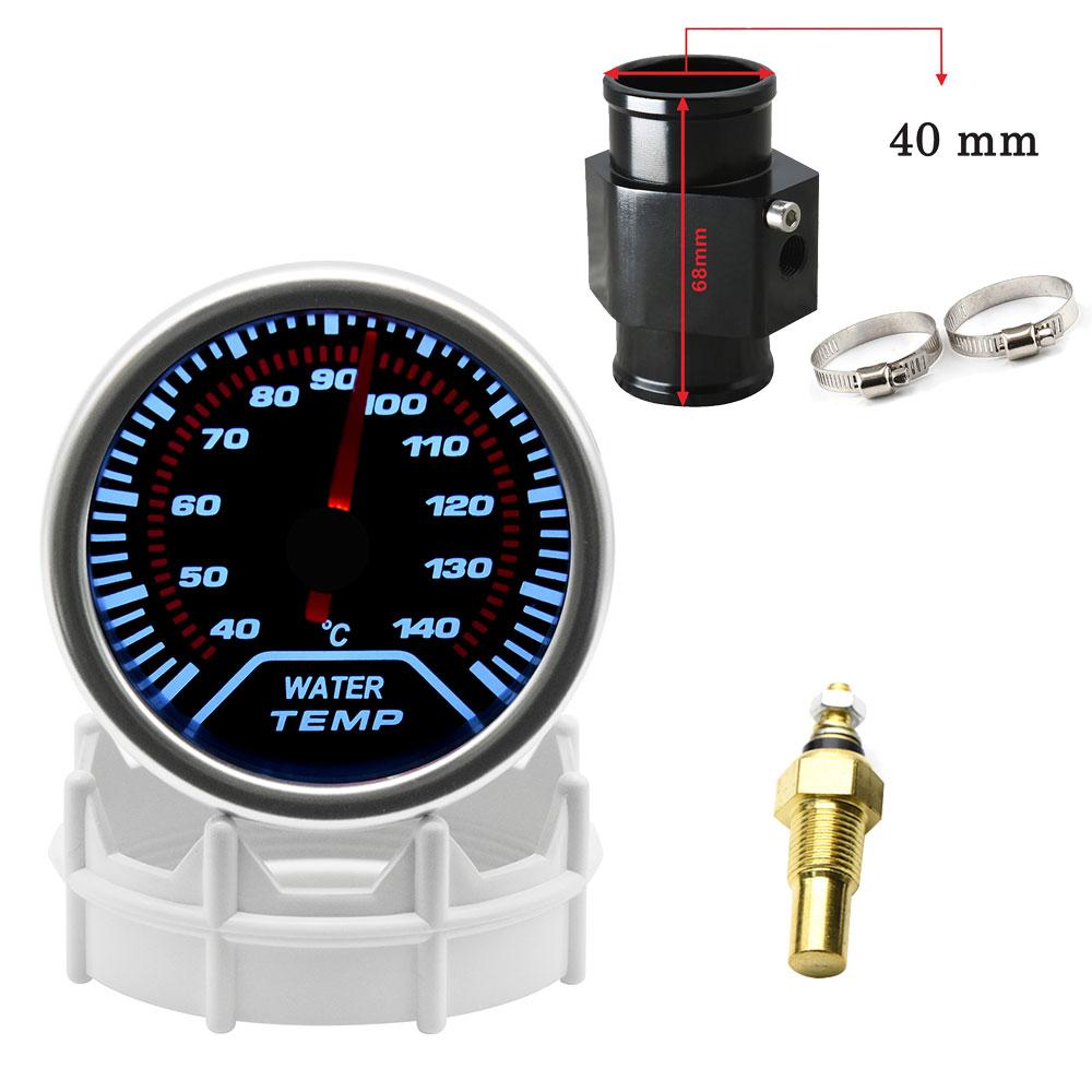 2" 52mm Universal Water Temp Gauge With Temperature sensor 40-140Celsius Car Temperature Meter Water Temp Joint Pipe Adapter 12V