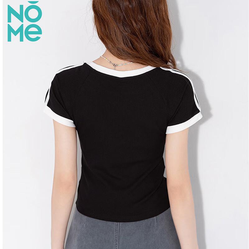 NOME Women's Striped Slim Fit Short Sleeve T-Shirt