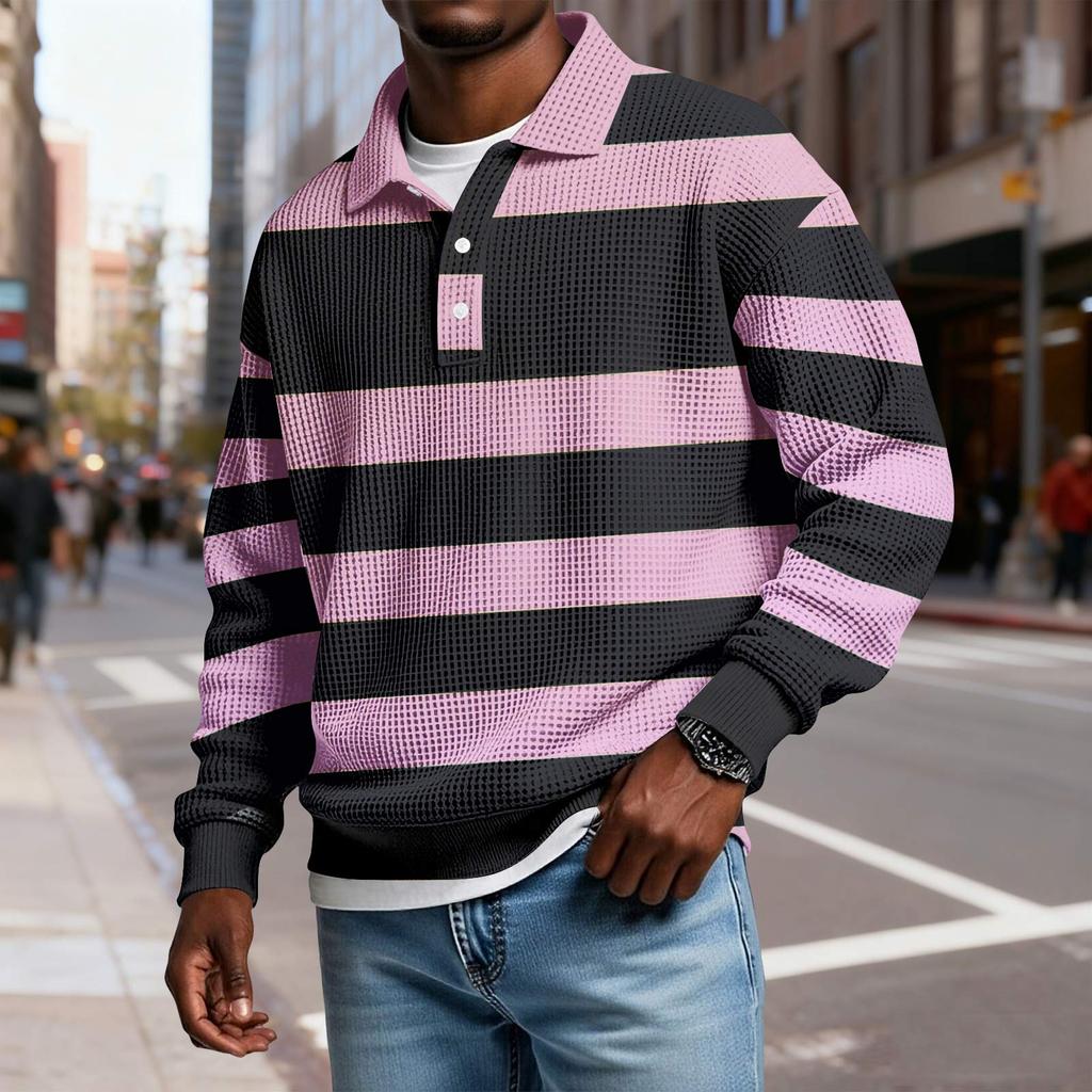 Top casual larg pentru bărbați, cu guler cămașă, mânecă lungă