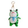 Plush Cartoon Frog Keychain Blue Red Scarf Stuffed Frog Car Key Ring Backpack School Bag Charm Purse Pendant Hanging Decoration Ornament