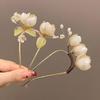 New Chinese Style White Flower Hair Stick For Women Retro Elegant Metal U-shaped Hairpin Hanfu Hair Pin Hair Accessories