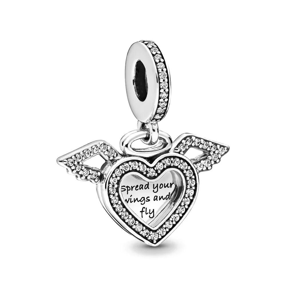 NEW 925 Silver Charm Fit Original Bracelet Accessories Women Jewelry Love Series Cupid Pink Heart Rose