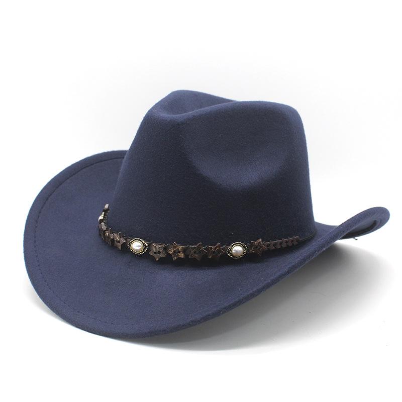 Ethnic Style Pearl Accessories Tibetan Western Cowboy Hat Top Hat Men'S And Women'S Felt Hat Jazz Hat