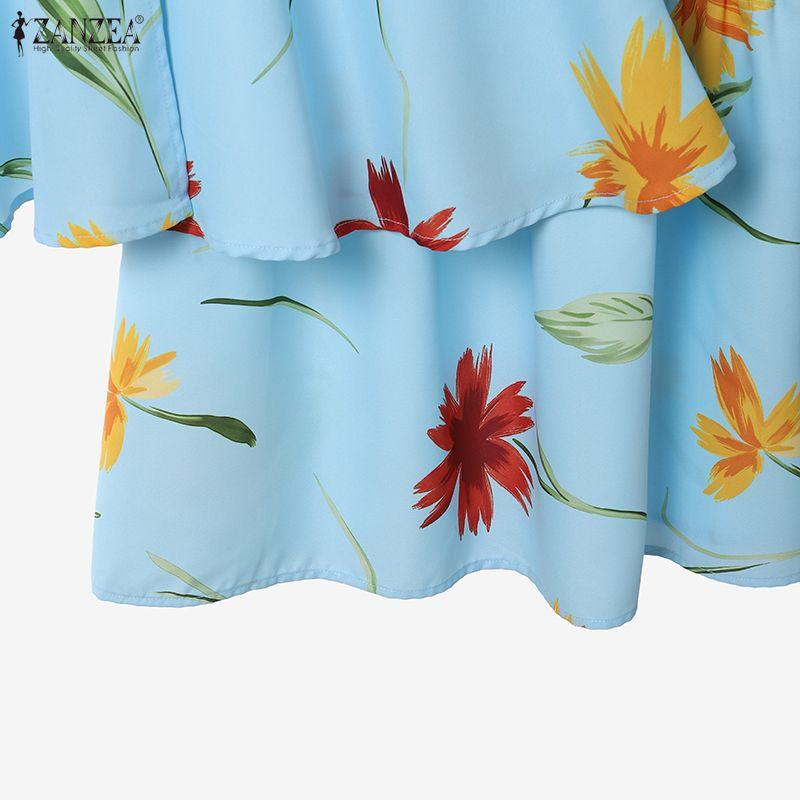ZANZEA Women Short Sleeve Blouse and Long Skirts Floral Print Two Piece Suit Sets