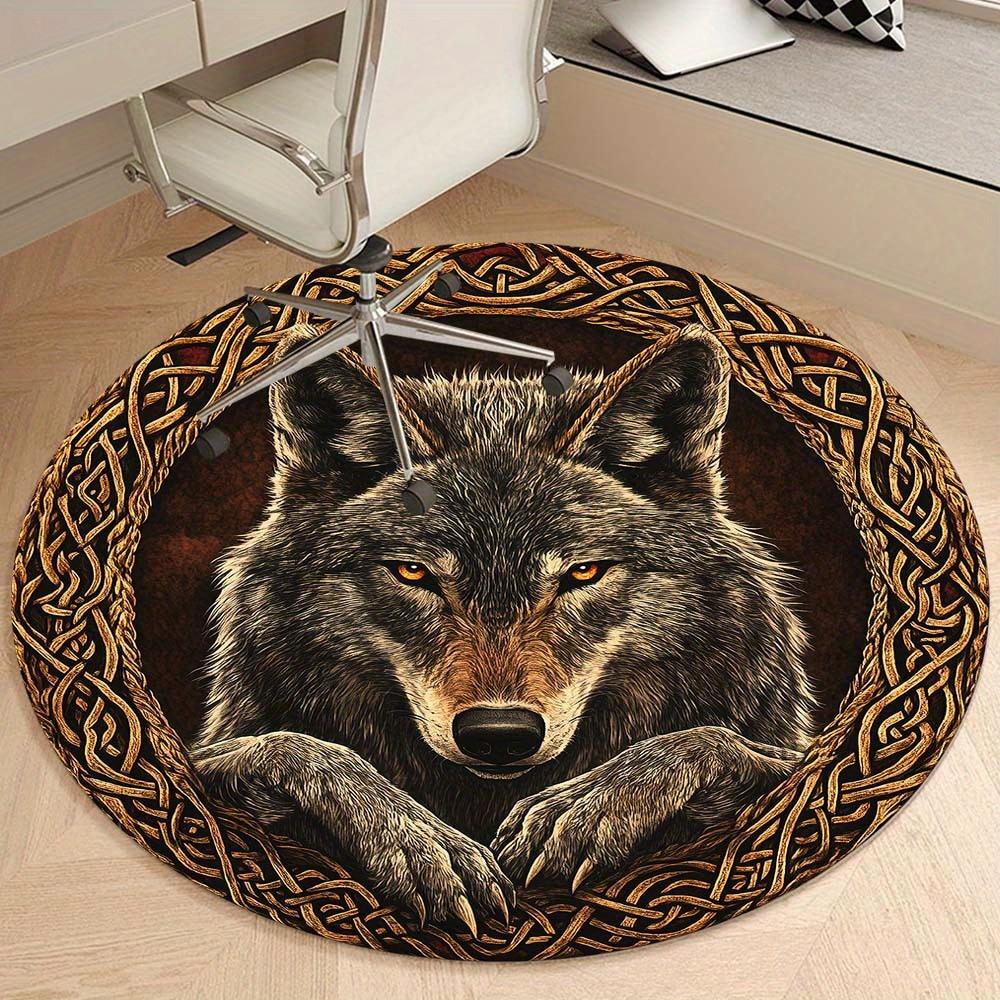 Fierce Wolf Round Rug Suitable For Office Reception Decorative Carpet Office Chair Protection Carpet And Also Suitable For Gifts To Relatives And
