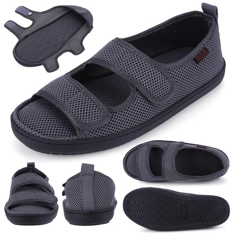Diabetic Sandals Adjustable Hook Loop Walking Sandals Wide Feet Swollen Shoes Elderly Swelling Sensitive Feet