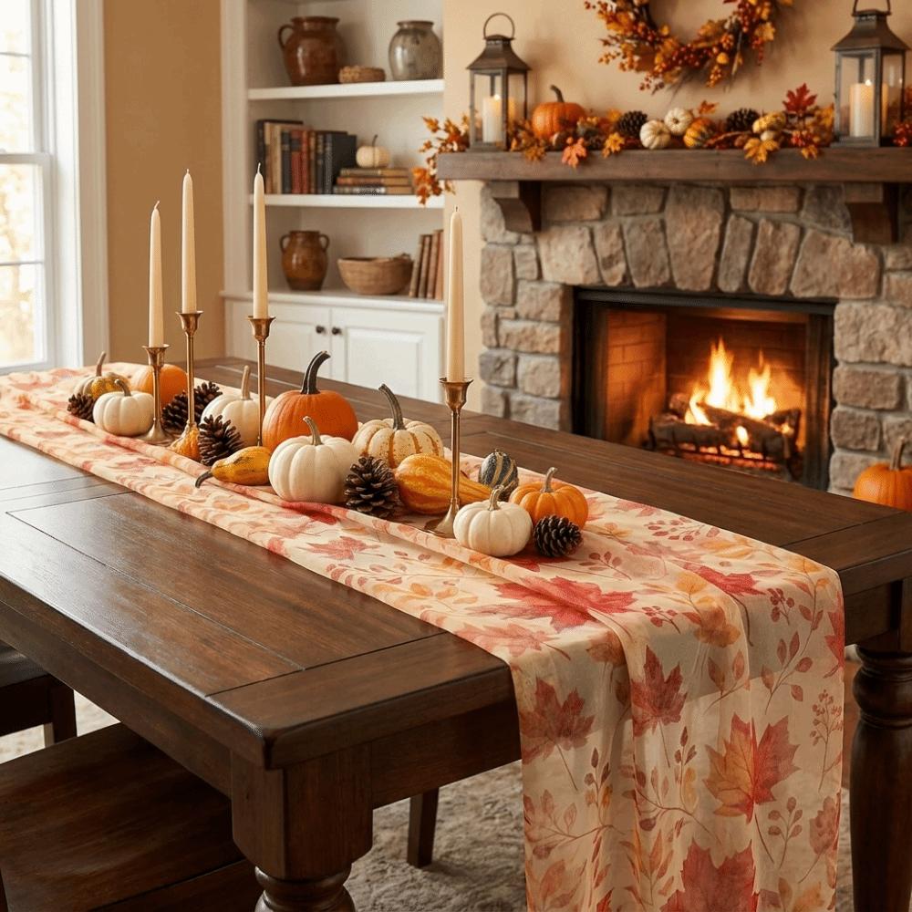 Tulle Fall Table Decor Sheer Table Flag Chair Decoration Thanksgiving Tablecloth Home Party
