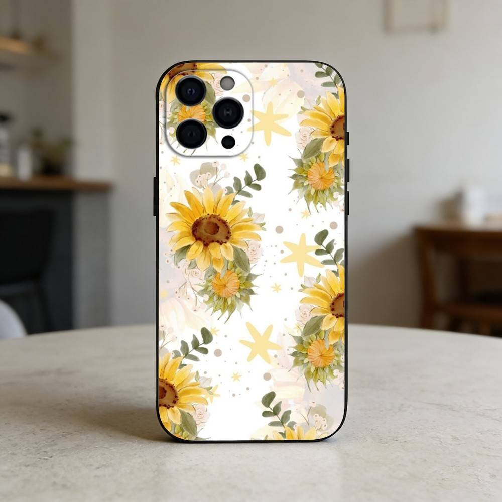 Sunflower Blossoms Phone Case Silicone Black Soft For IPhone 17,16,15,14,13,12,11,SE,Plus Pro Max