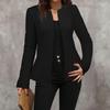 Women's Fashionable Solid Color Round Neck Long Sleeved Button Cardigan Jacket