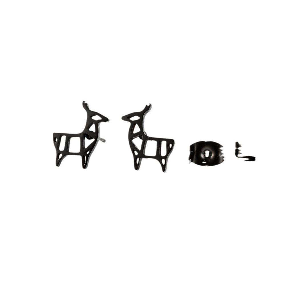 Deer Stud Earrings: Simple Christmas Reindeer Design, Cute Korean Style Stainless Steel Accessories