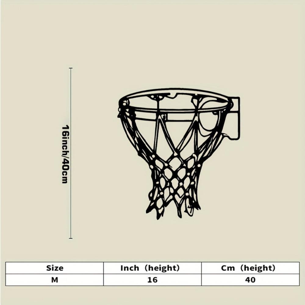 Metal Basketball Hoop Wall Art, Sports Silhouette Decor for Man Cave Bedroom Gym, Rustproof Iron Sculpture, Easy Hanging