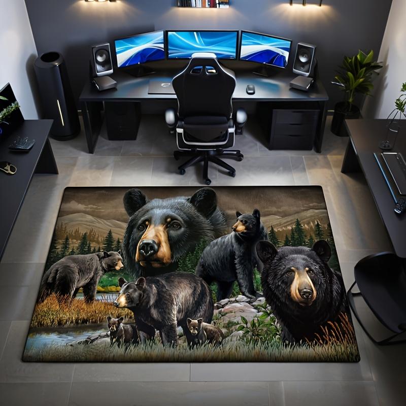 

Бархатный коврик для стула «Черный медведь» - Нескользящий полиэстеровый коврик для гостиной, спальни, кухни и ванной комнаты, защита для паркетного пола 60*90cm