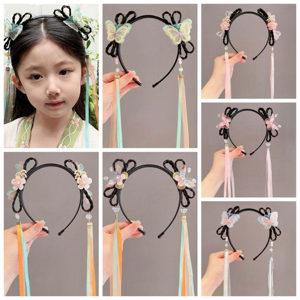 Chinese Style Butterfly Ribbon Headband Hair Bands for Children  Hair Accessories