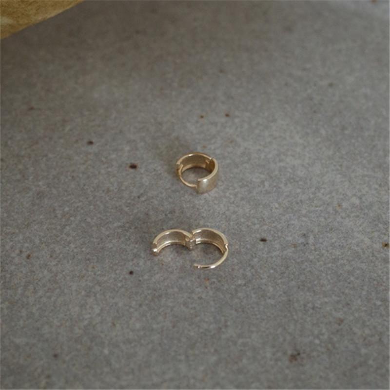 925 Sterling Silver INS Glossy Small Earrings for Women Fashion Temperament 14K Gold Plated Ear Jewelry Gift
