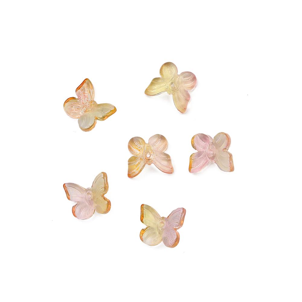 2000Pcs Butterfly Shape Beads Gradual Color Glass Beads For Jewelry Making