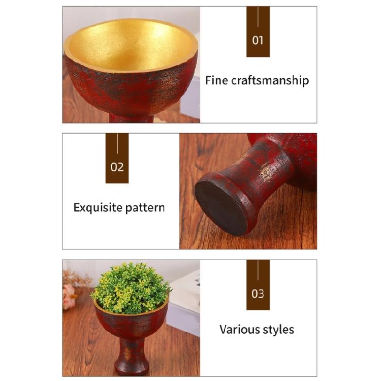 Wide Opening Resins Vase, Medieval Gothic Pedestal Chalice Goblet Decors for Desktop Accent Styling, Mantels Layering, and Florals Display Use
