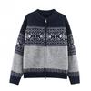 European and American style, new women's clothing, fashionable, versatile, cross-border temperament simple jacquard knitted cardigan