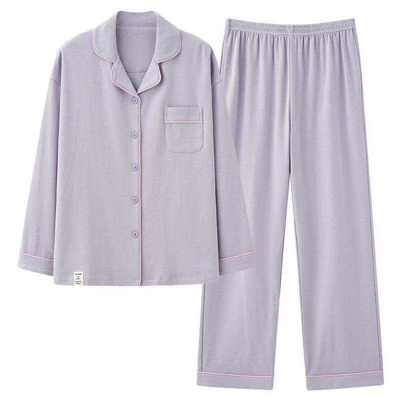 Pajamas Women's Spring and Autumn Pure Cotton Long-sleeved Women's Autumn 1011 New Casual Wear Round Neck Loungewear