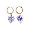 Heart Fashion Design Teapots Ceramic Blue and White Porcelain Korean Jewelry Accessories Women Hoop Earrings Alloy Ear Buckle