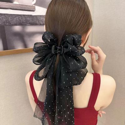 Dámská čelenka do vlasů Bowknot: Nová mašle do culíku s puntíkovaným designem