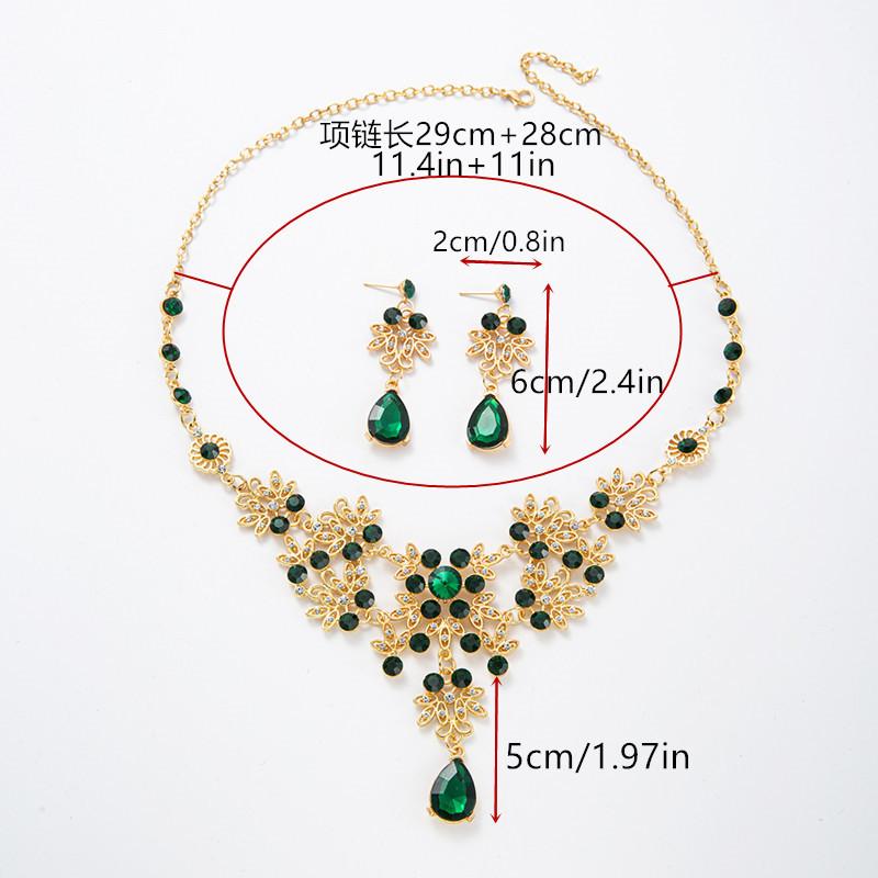 Fashion Necklace And Earrings Set - Leaf And Droplet Wedding Set - Bride's Jewelry Set