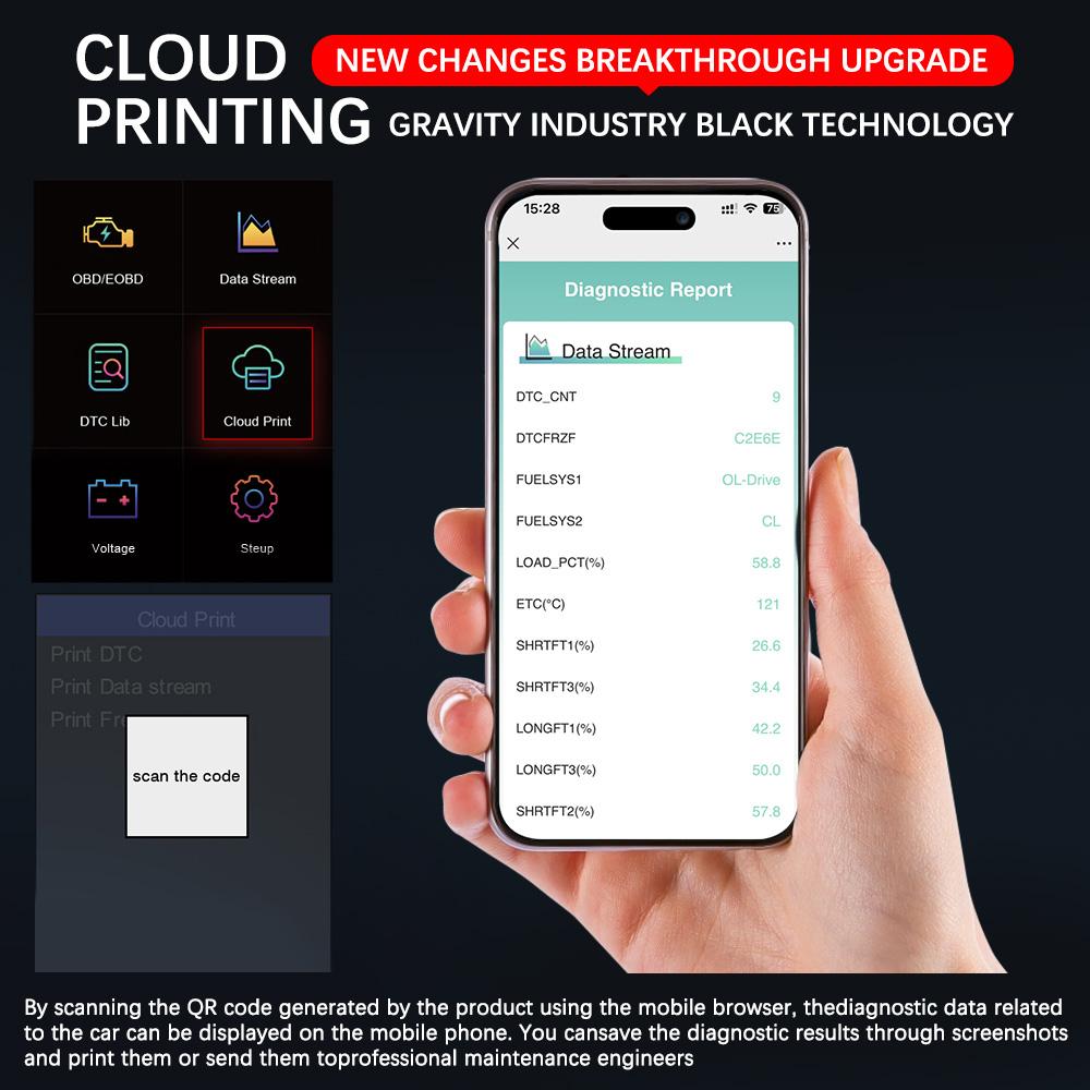 Auto Engine System Lifetime Free Professional OBD2 Scanner Car Diagnostic Tool Automotive DTC Lookup Code Reader Car Diagnostic Oxygen Sensor Test
