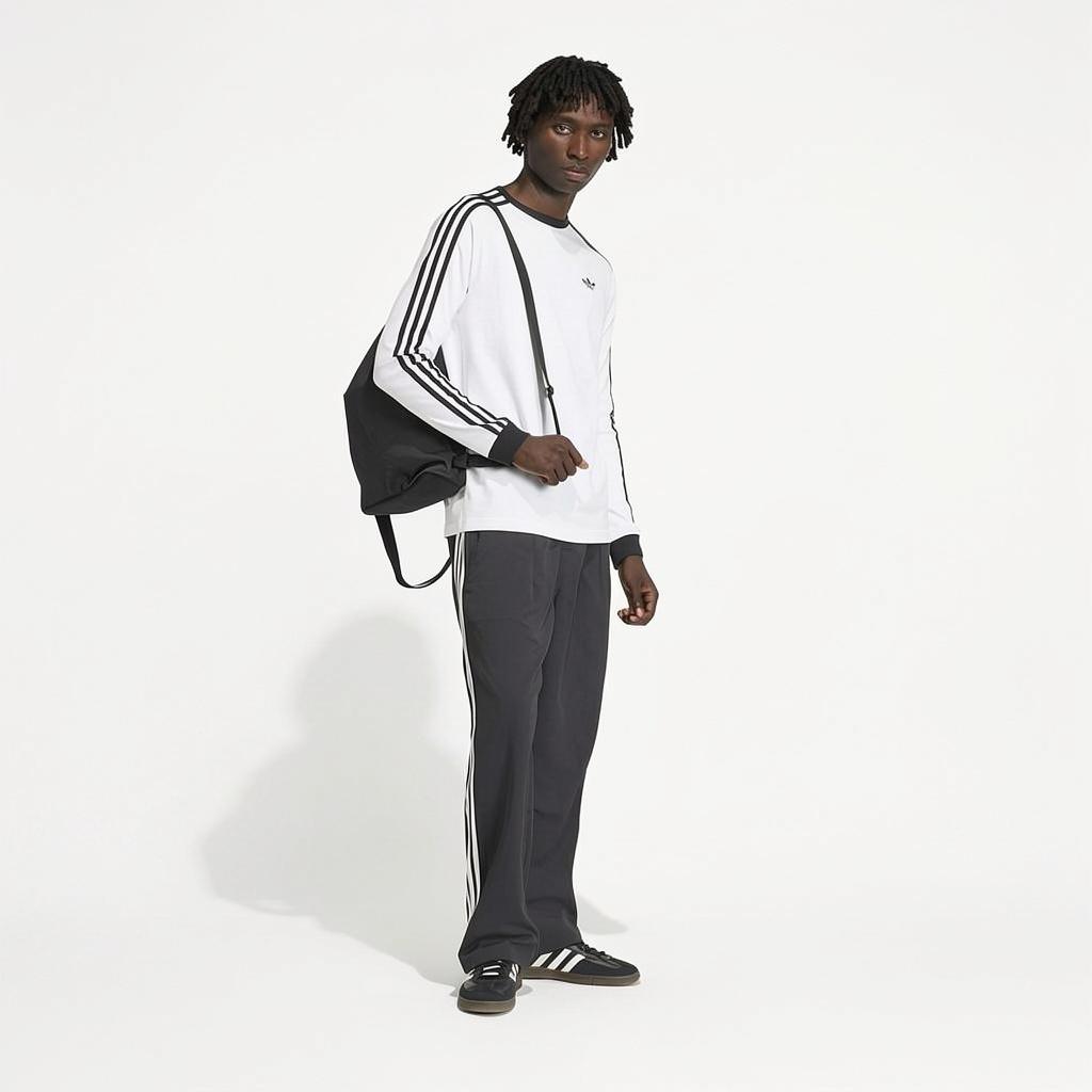 adidas Originals Three Stripes Soft Comfortable Crew Neck Long Sleeve T-Shirt Men Tops KE3545