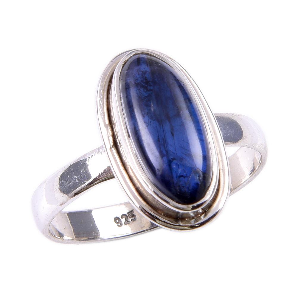 Natürlicher Kyanit Edelstein Handgefertigt 925 Massiv Sterlingsilber Geschenkring S.9 u3Z71