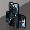 Black-Green Textured Dreamy Lines Tempered Glass Phone Case for  iPhone 17 AIR 16 15 14 13 Pro 12 11 ProMax Plus
