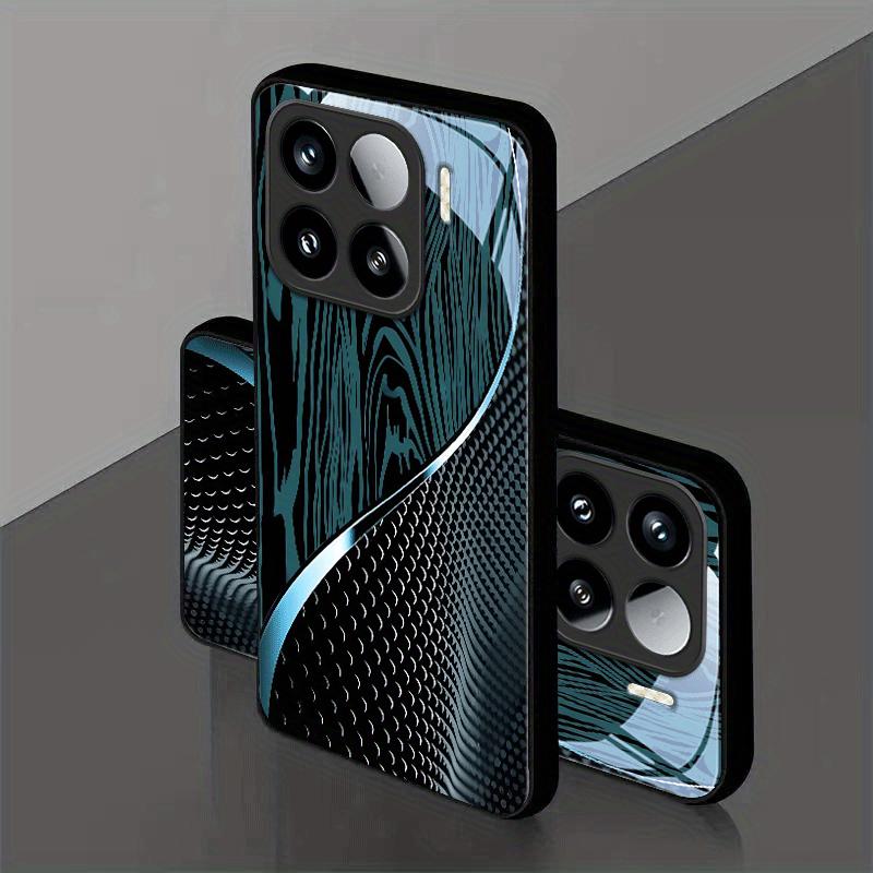Black-Green Textured Dreamy Lines Tempered Glass Phone Case for iPhone 17 AIR 16 15 14 13 Pro 12 11 ProMax Plus