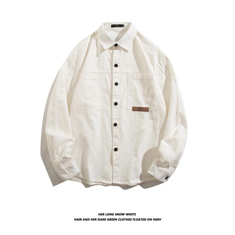 

Мужская повседневная куртка-рубашка в стиле ретро с длинным рукавом на весну и осень M белый