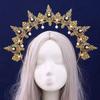 Baroque Halo Crown Gold Plated Baroque Tiara Headband Halloween Costume  Artistic Photoshoot