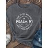 Women's Inspirational God is My Refuge Psalm 91 Printed T-Shirt Soft Stretch Short Sleeve Crew Neck Casual Tee