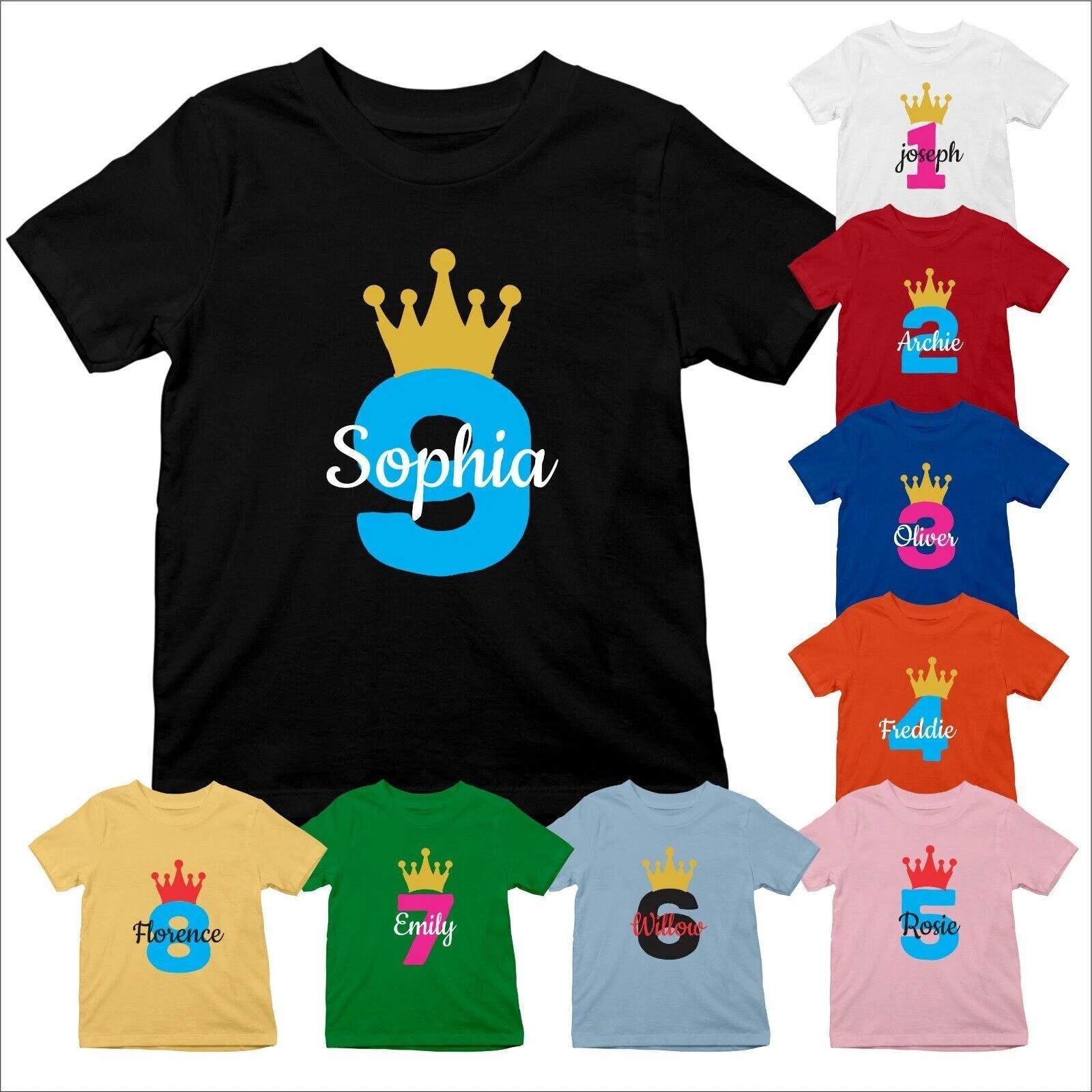 Personalised Age & Name T-Shirt Custom Age Name Birthday Gift Unisex Kids Tee S