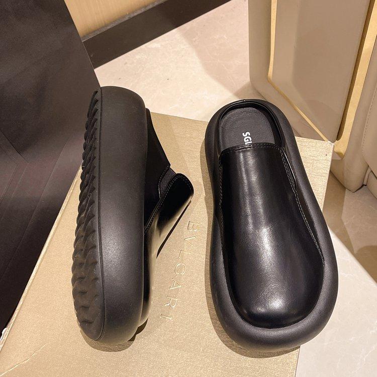 Popular Thick-bottomed Bag Head Half Slippers Women's Autumn and Winter New Outer Wear One Pedal French Trendy Slippers Muller Lazy Drag