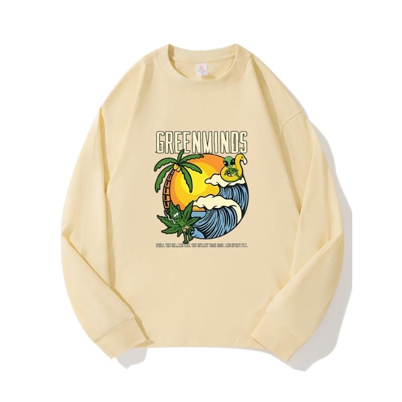 

Одежда Sea Wave Autumn, длинный рукав, чистый хлопок, новый мужской и женский топ, весенний внутренний слой, базовая рубашка, футболка с круглым вырезом и длинными рукавами XXL бежевый